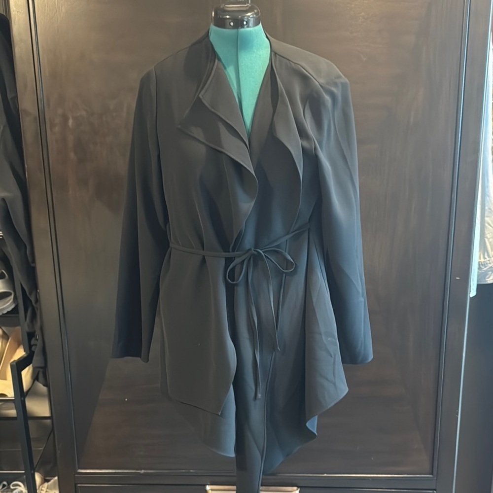 Chico's Black Blazer with Wide Lapel and Tie Belt